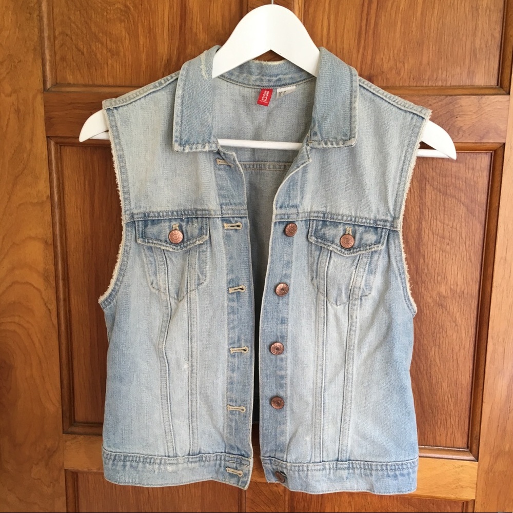 Light wash denim vest / jean jacket vest